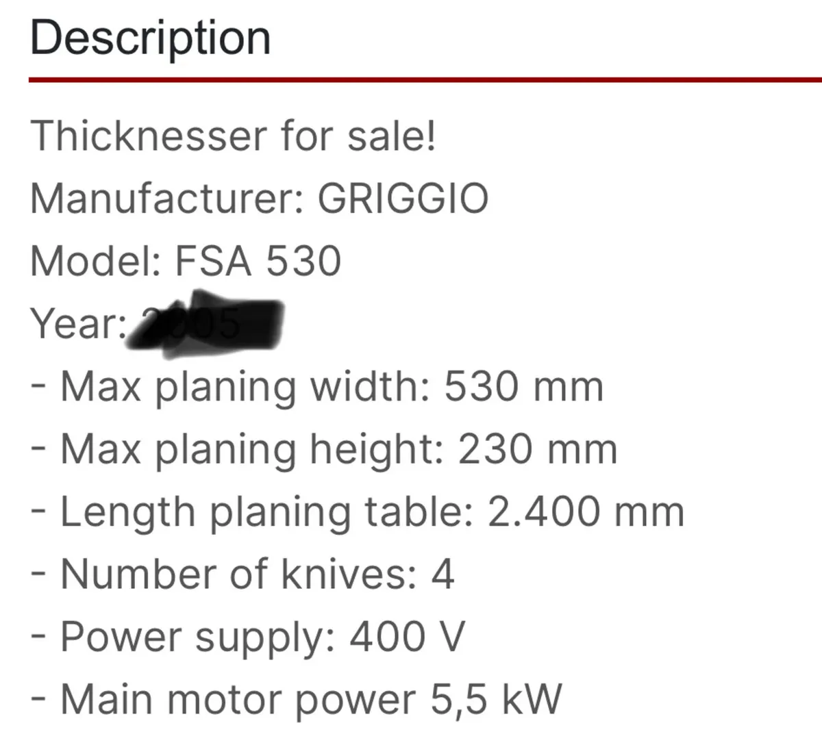 Griggio 21” planer thicknesser - Image 4