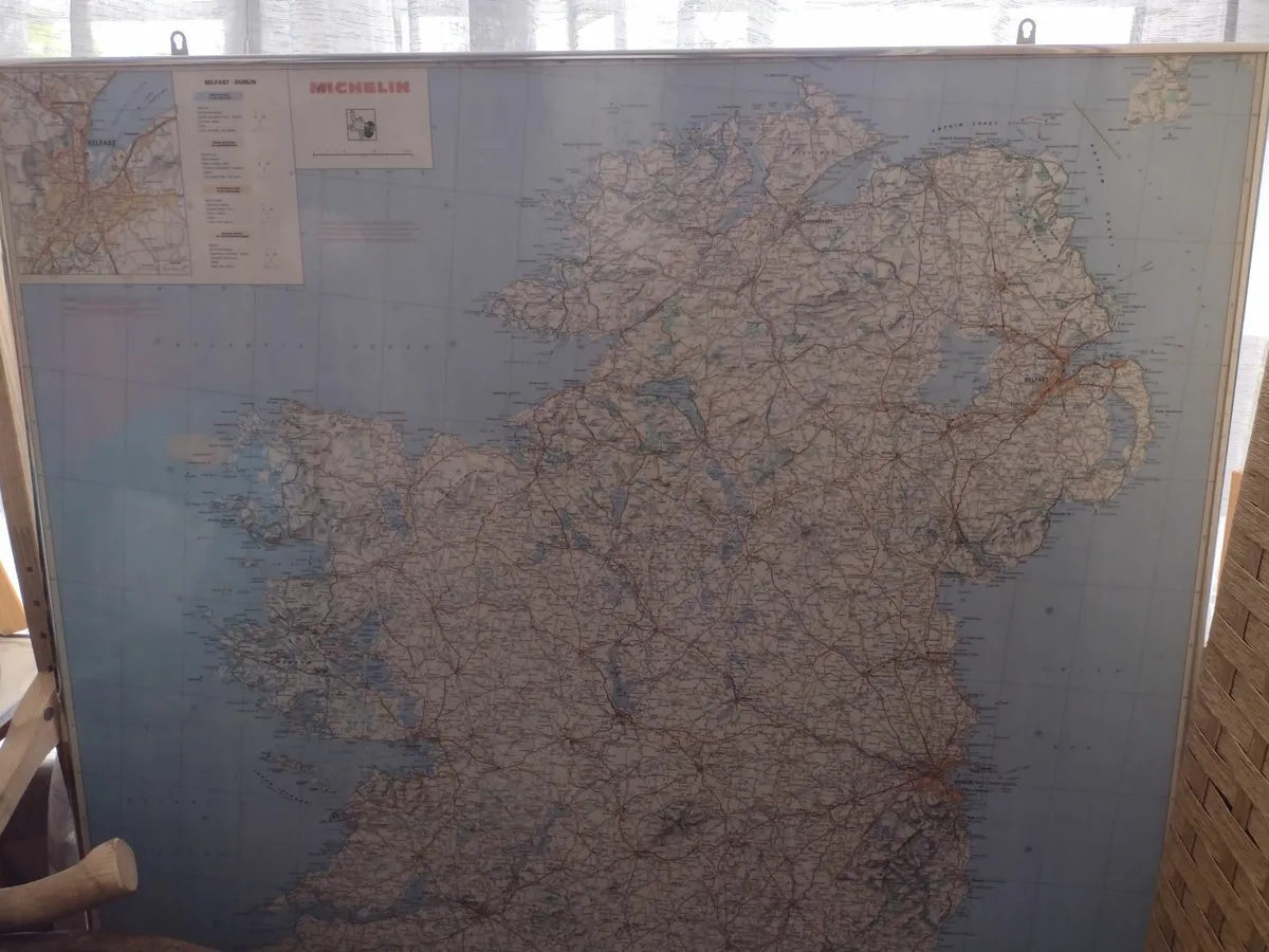 Vintage Exlarge framed Michelin map of Ireland - Image 1