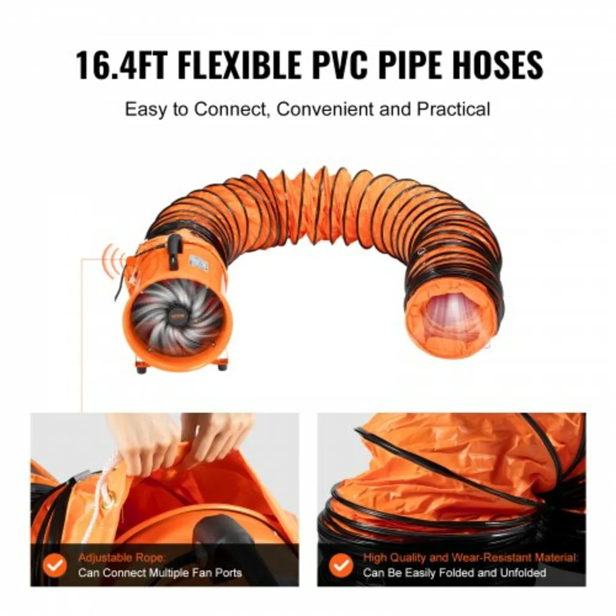 203.2mm Heavy Duty Cylinder Fan with 5m Duct Hose, - Image 2
