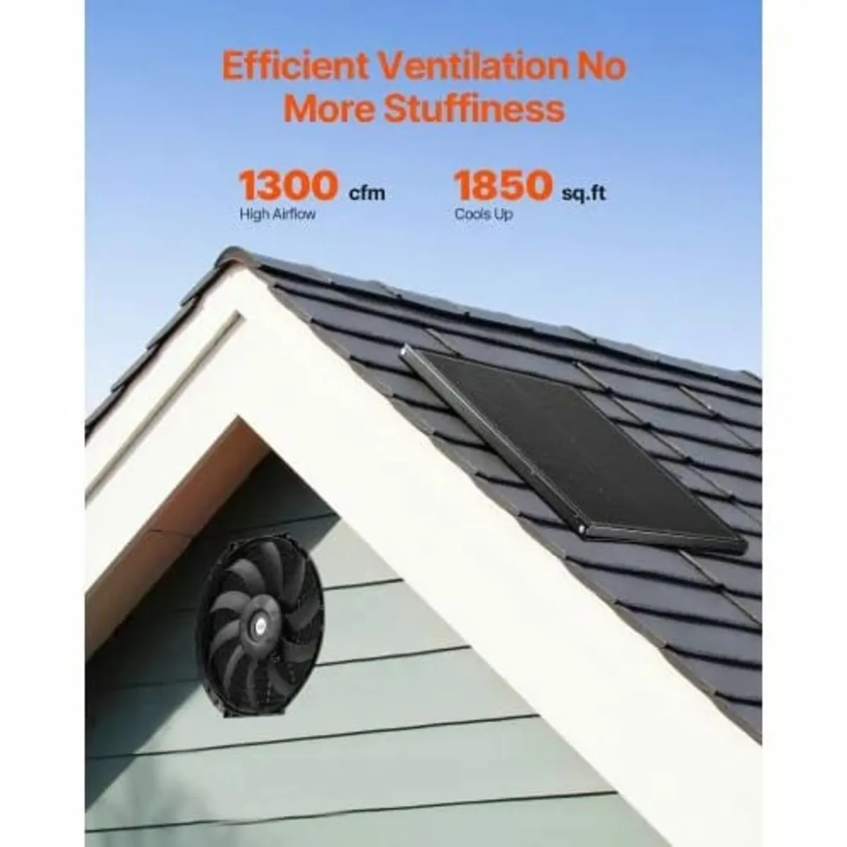 Gable Mount Fan, 12 Inch Solar Power Attic Exhaust - Image 3