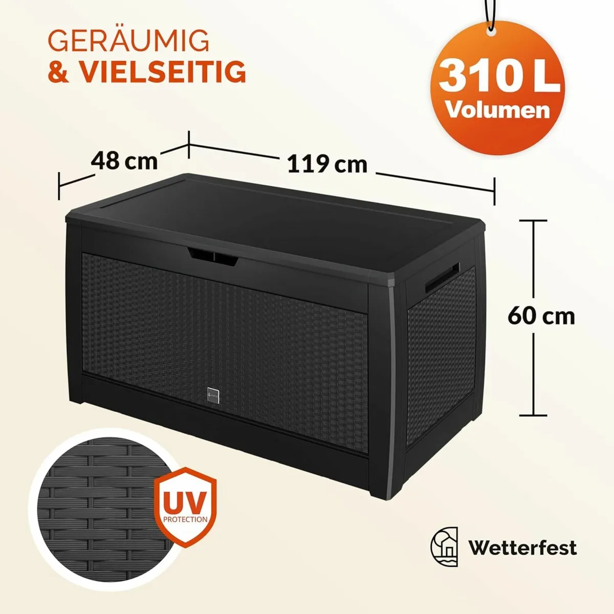 310L Rattan-Style Outdoor Storage Box - Image 4