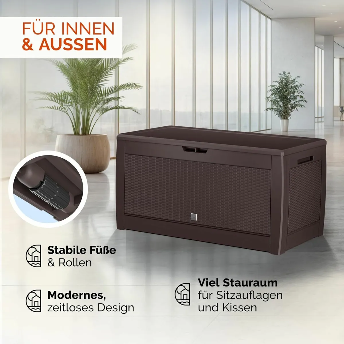 Garden Storage Box Cushions 310L Rattan Look - Image 4