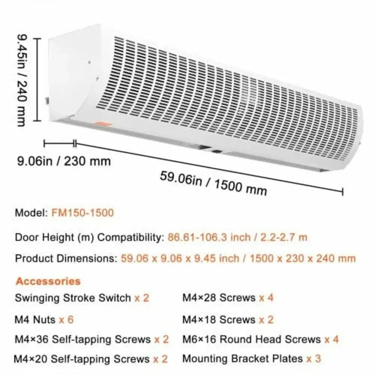1.5m Commercial Indoor Air Curtain Super Power 2 S - Image 2
