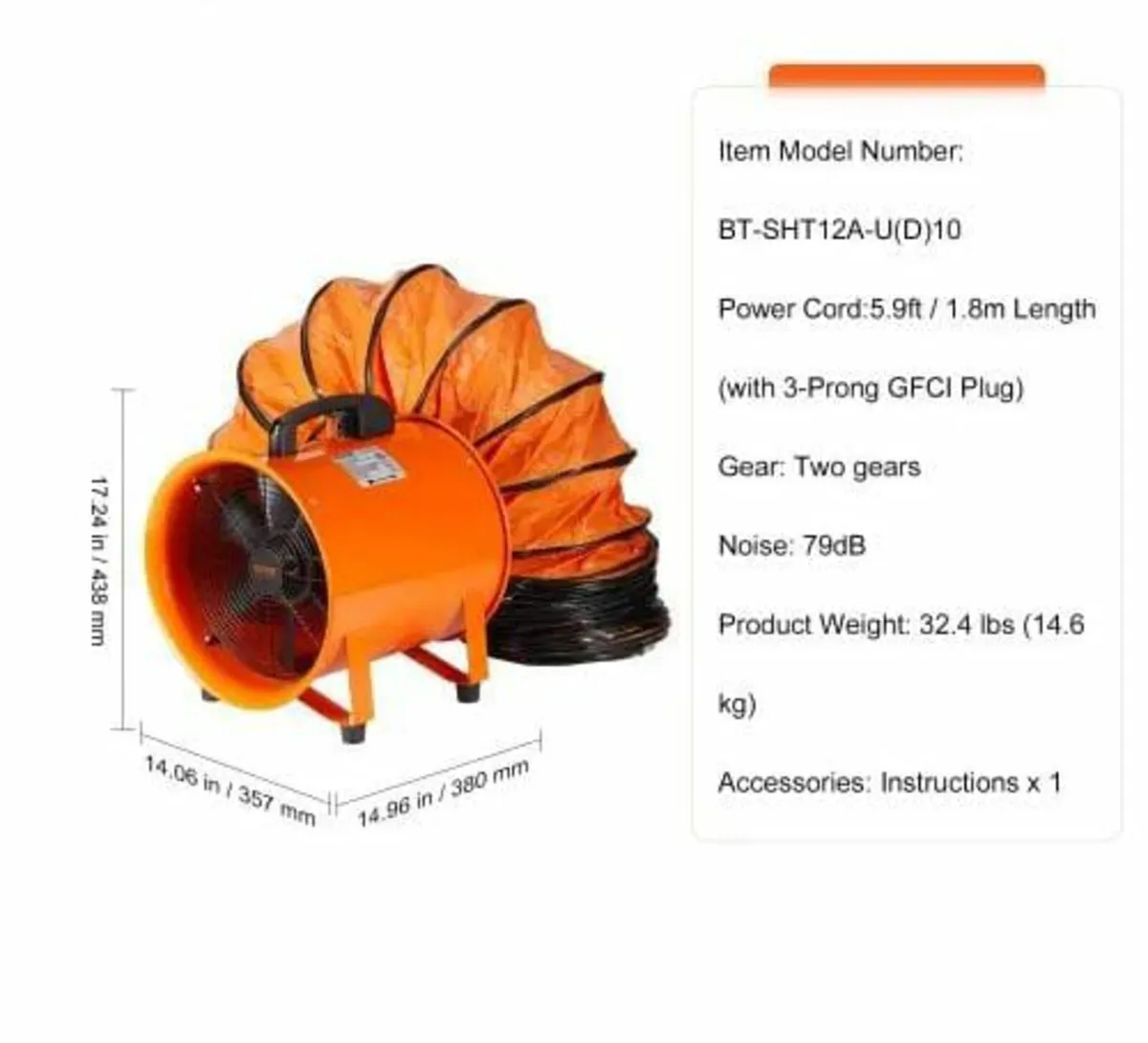 Portable Ventilator, 304.8mm Heavy Duty Cylinder F - Image 4