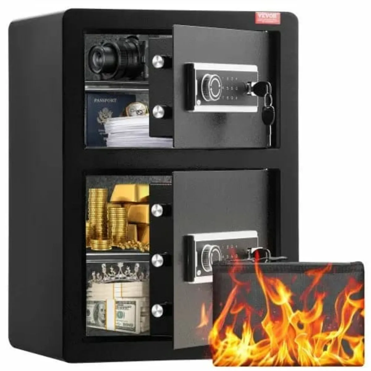 Double Doors 3.5 cu.ft Safe Box with Key Lock & Pa - Image 1