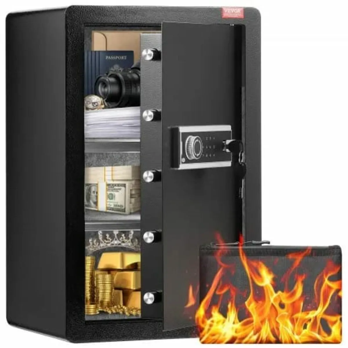 Single Door 3.5 cu.ft Safe Box with Key Lock & Pas - Image 1
