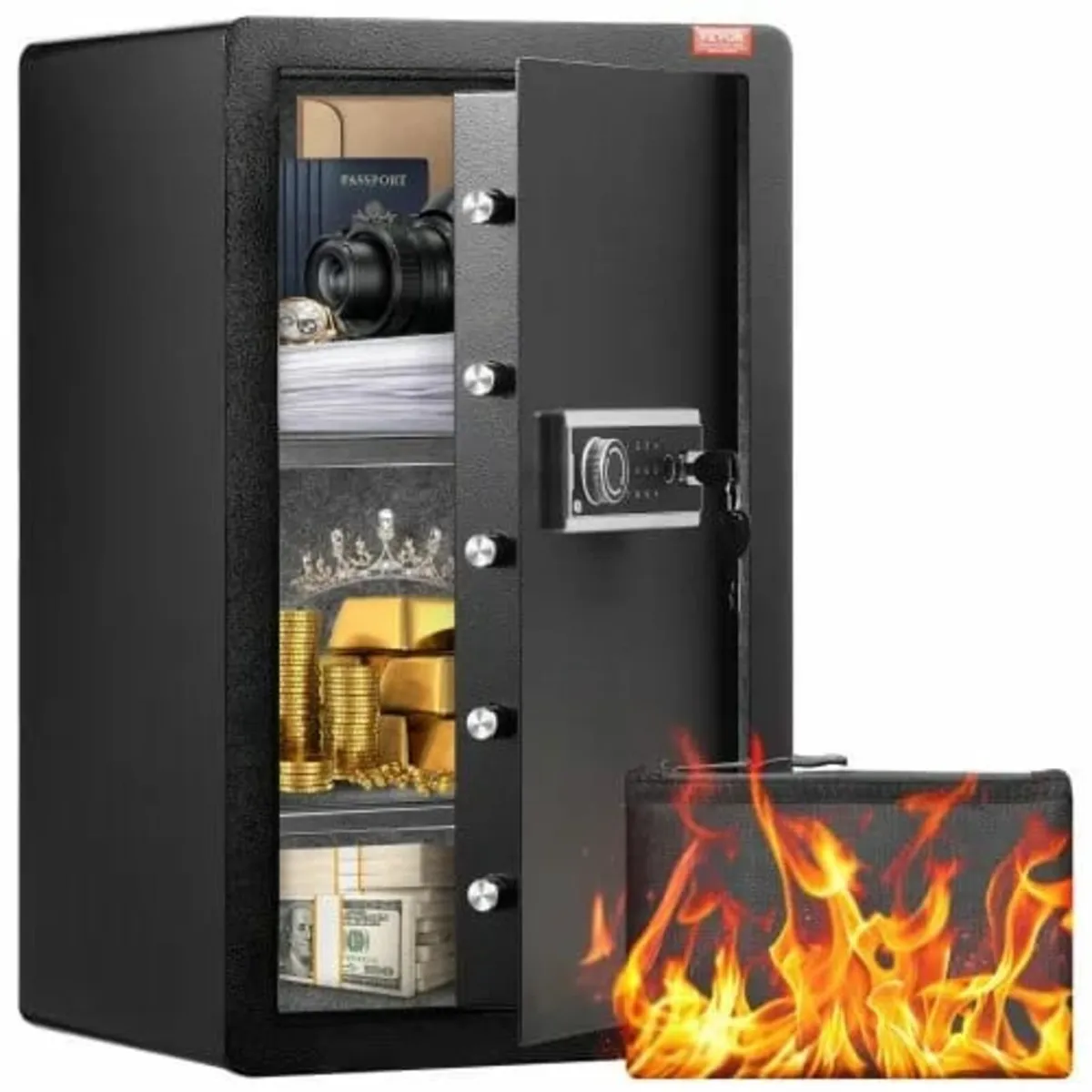 Single Door 4.0 cu.ft Safe Box with Key Lock, Pass - Image 1