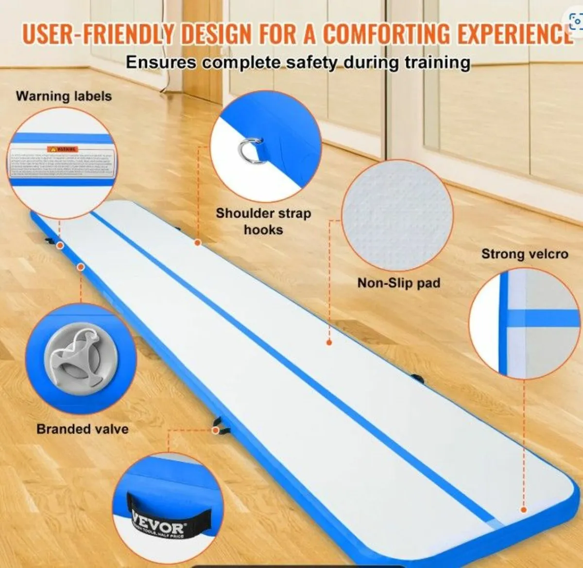 20FT Air Track Gymnastics Mat with Electric Pump - Image 2