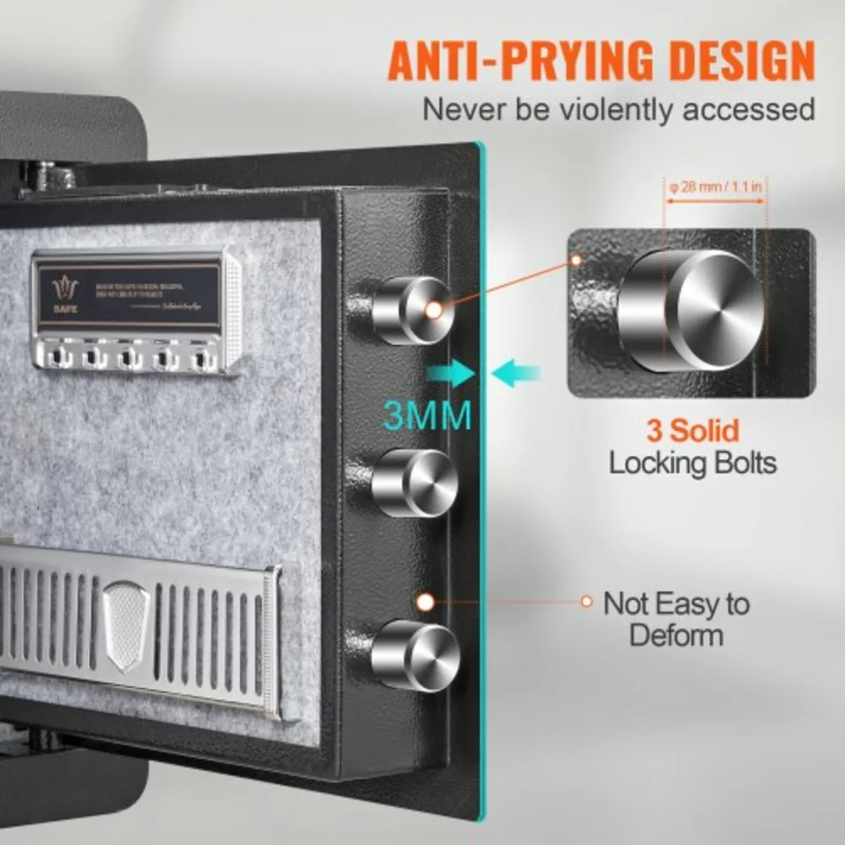Safe, 33.9 L Home Safe, Steel Security Safe with D - Image 2