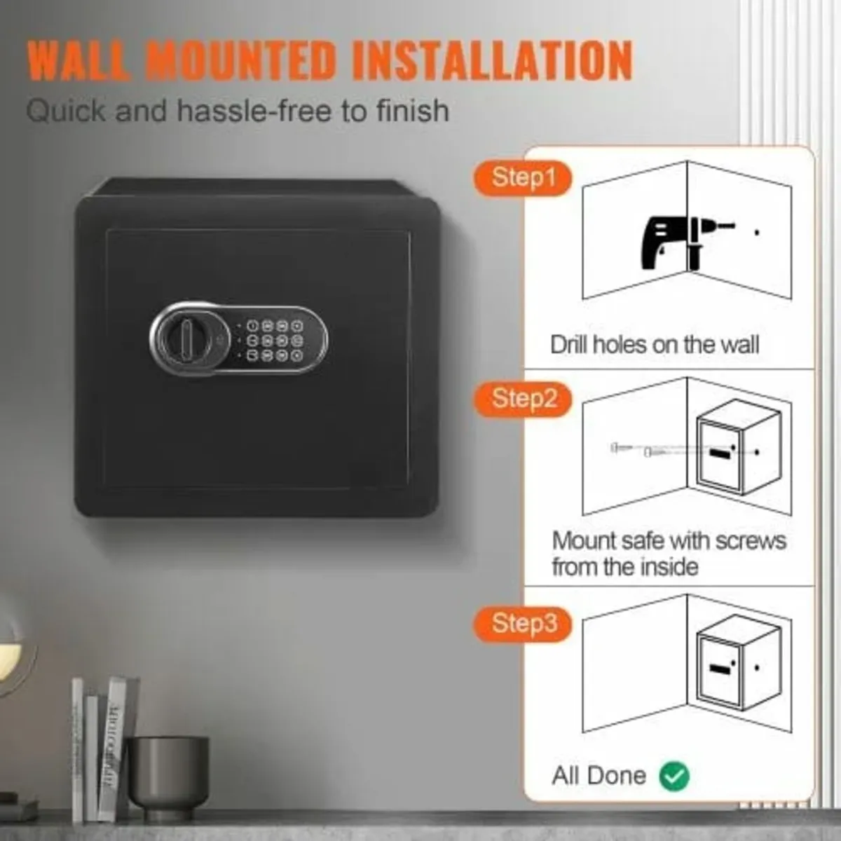 Safe, 33.9 L Home Safe, Steel Security Safe with D - Image 4
