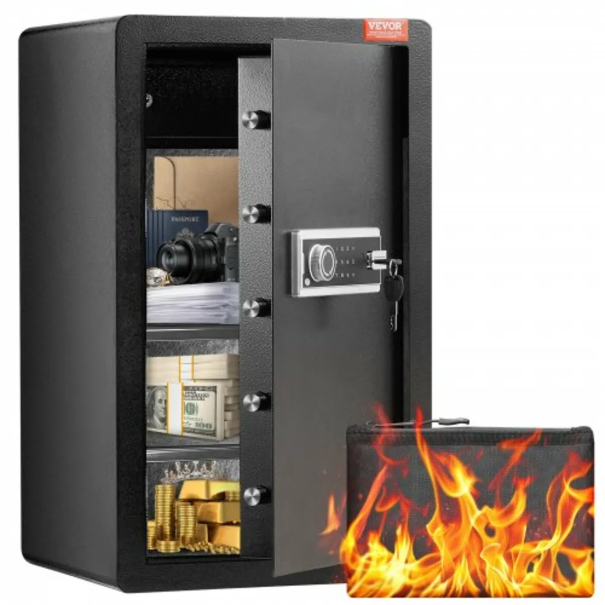 Single Door 4.0 cu.ft Safe Box with Key Lock & Pas - Image 1