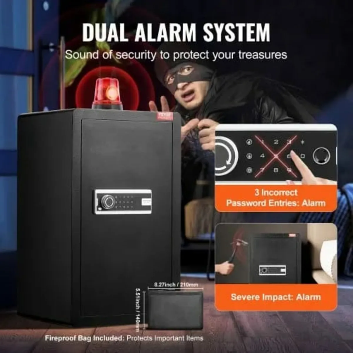 Single Door 4.0 cu.ft Safe Box with Key Lock & Pas - Image 3