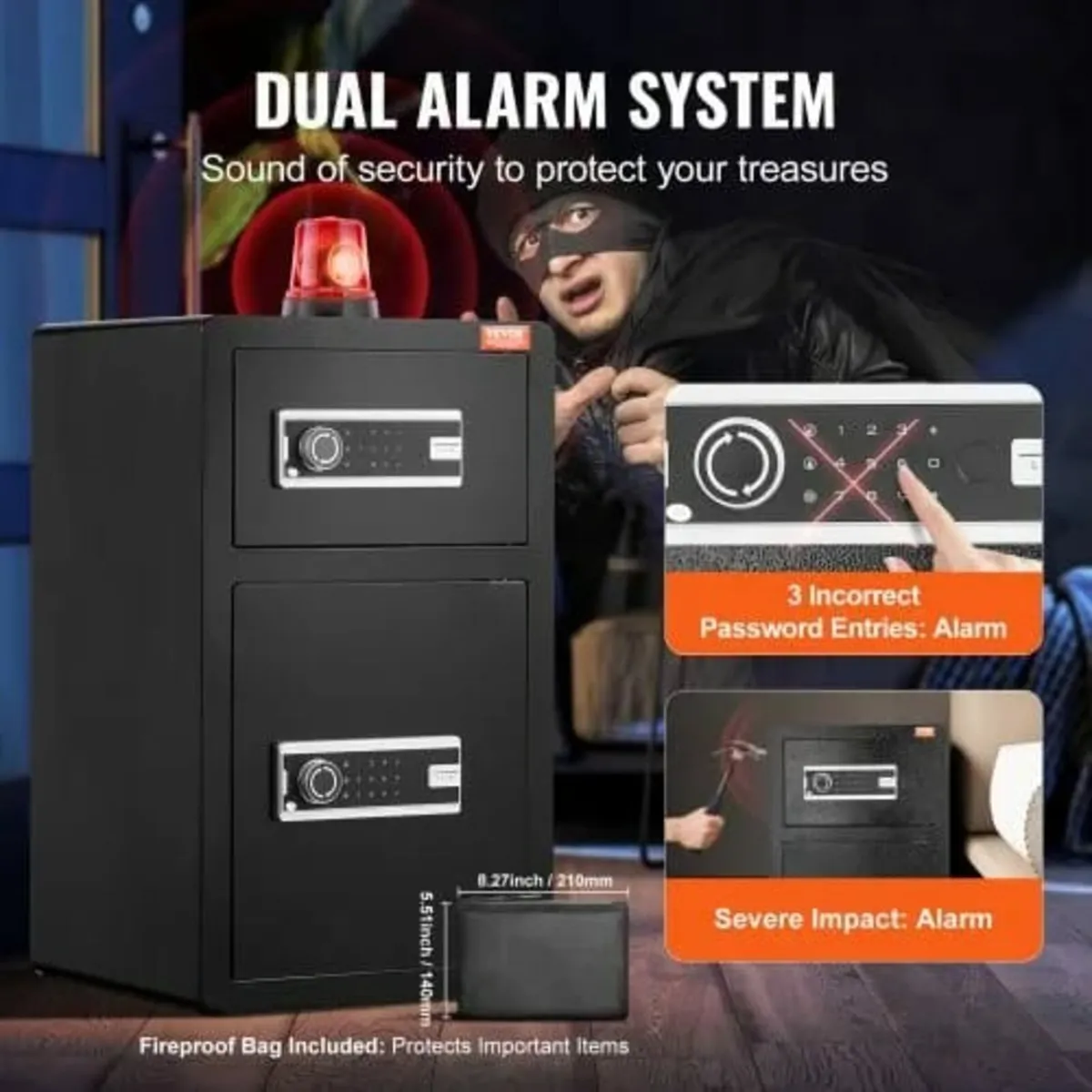 Double Doors 4.5 cu.ft Safe Box with Key Lock & Pa - Image 4