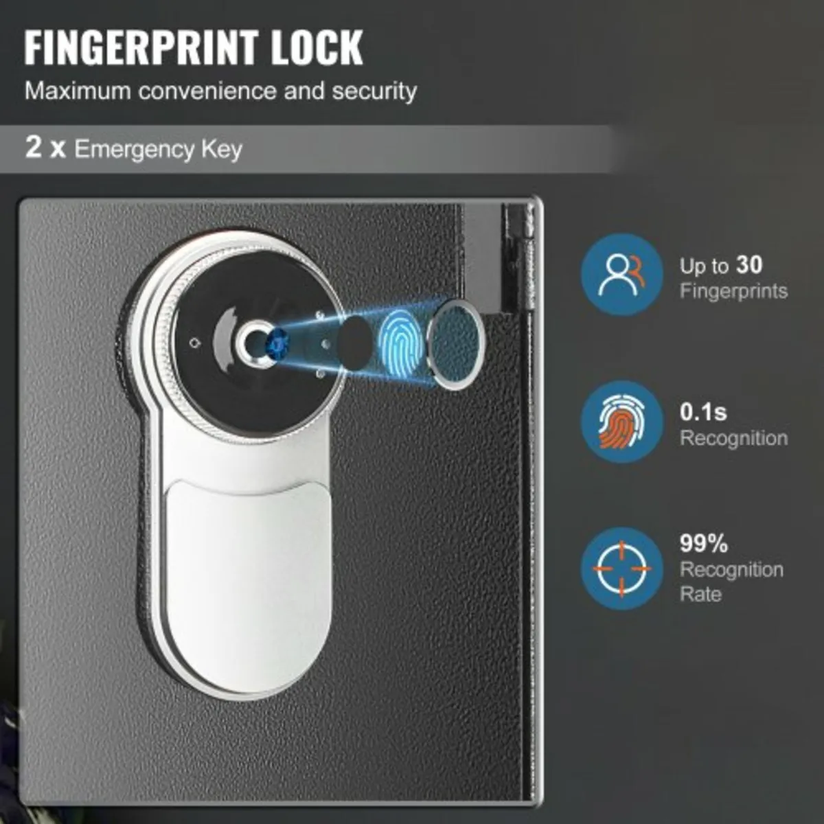5 Rifles Gun Safe, Rifle Safe with Fingerprint Loc - Image 3