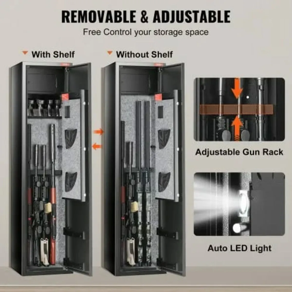 5 Rifles Gun Safe, Rifle Safe with Digital Keypad - Image 4