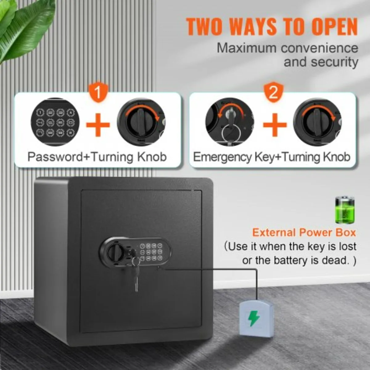 Safe, 51.0 L Home Safe, Steel Security Safe with D - Image 3