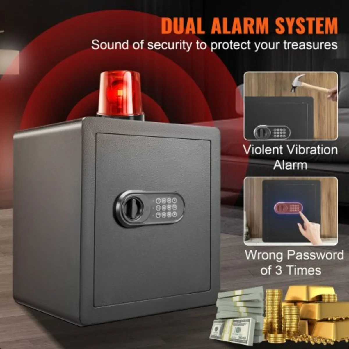 Safe, 51.0 L Home Safe, Steel Security Safe with D - Image 4