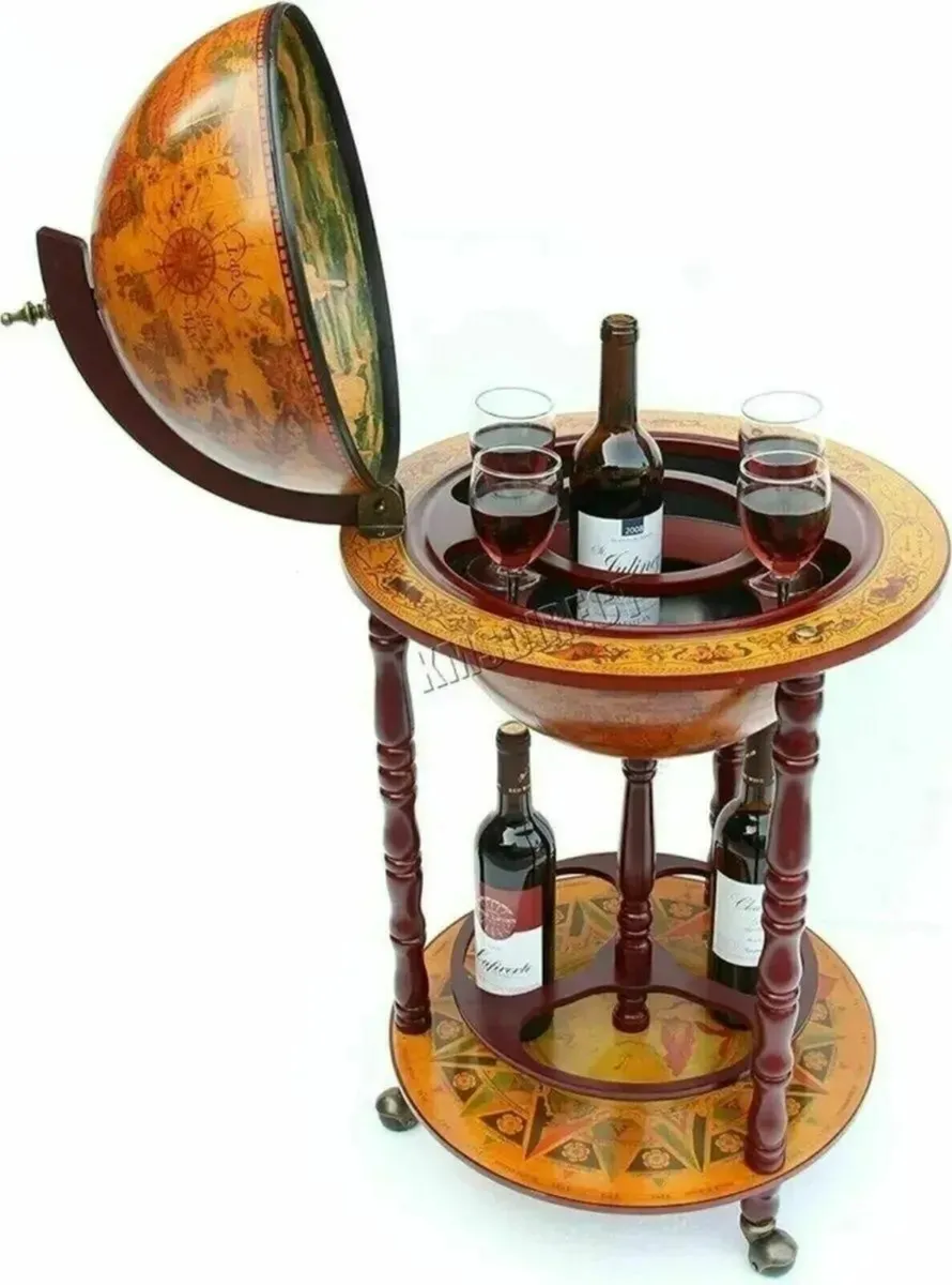 Antique Globe Shape Mini Bar 360mm Vintage - Image 4