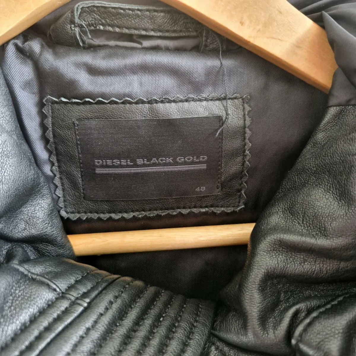 DIESEL Black Hooded Lambskin Leather Jacket - Image 3