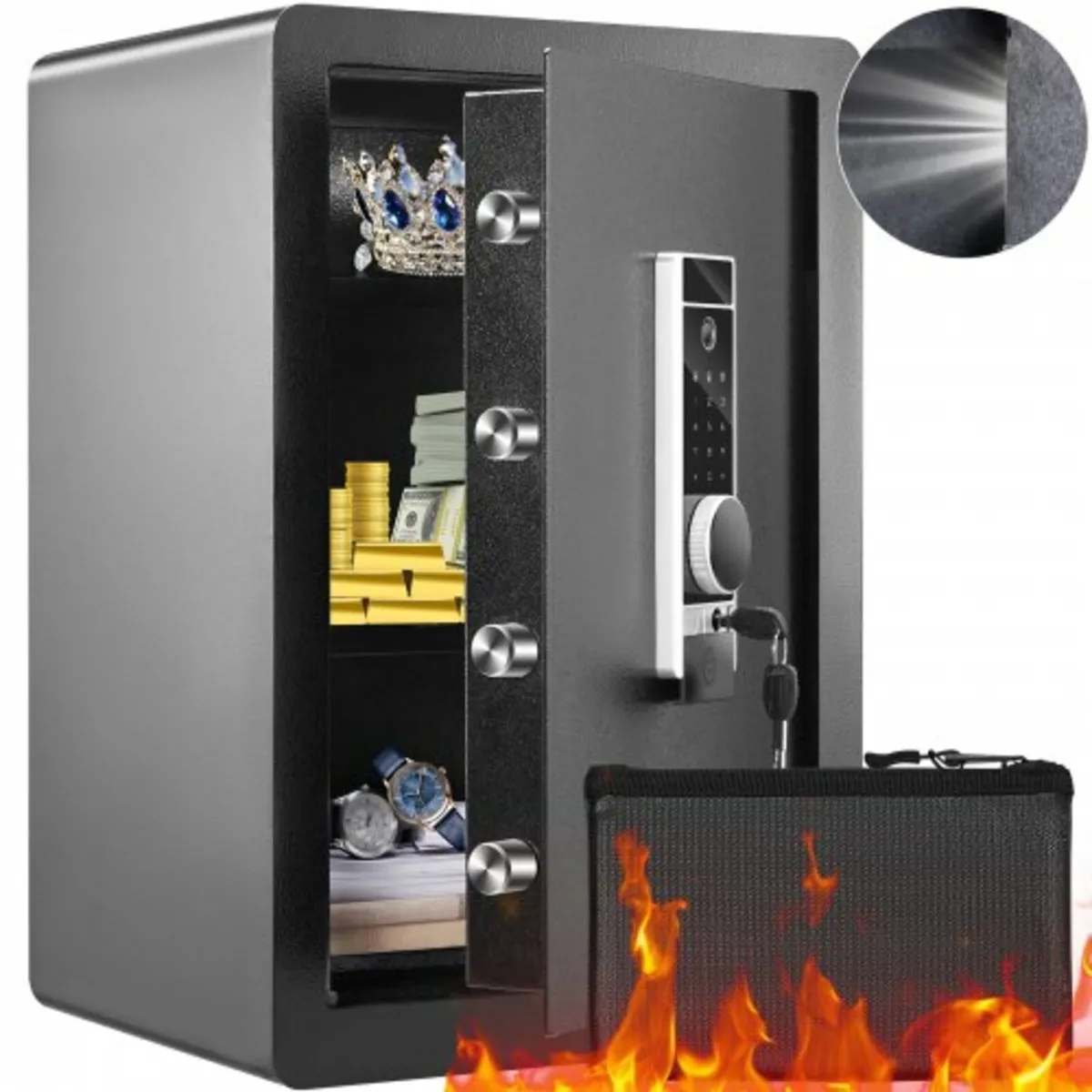 Safe, 62 L Home Safe, Steel Security Safe with Fin - Image 1