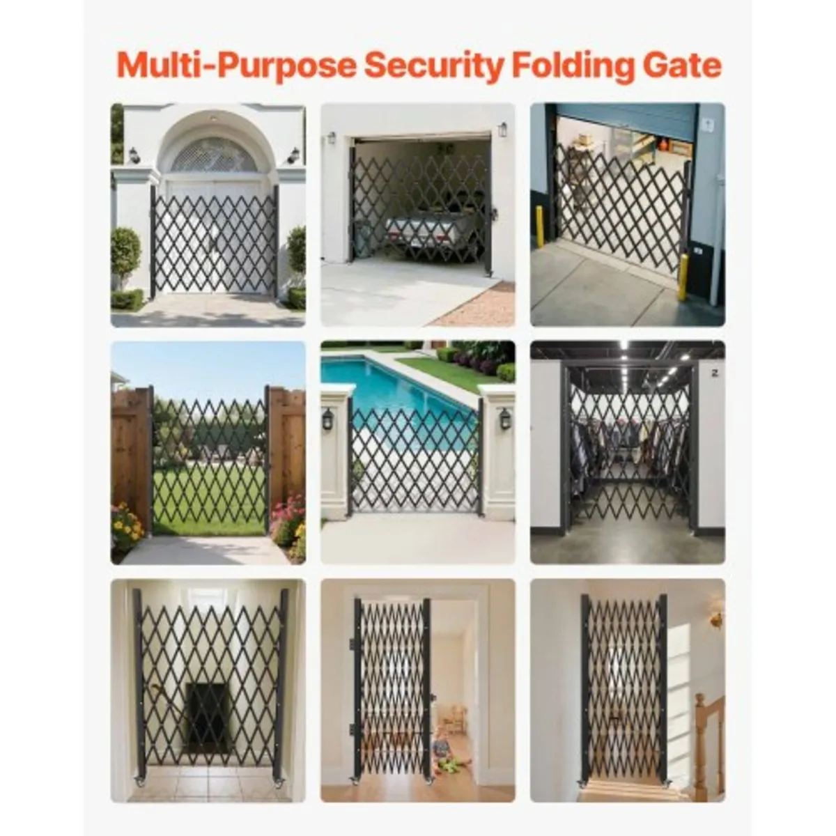 Single Folding Security Gate, 198 cm H x 229 cm W - Image 4