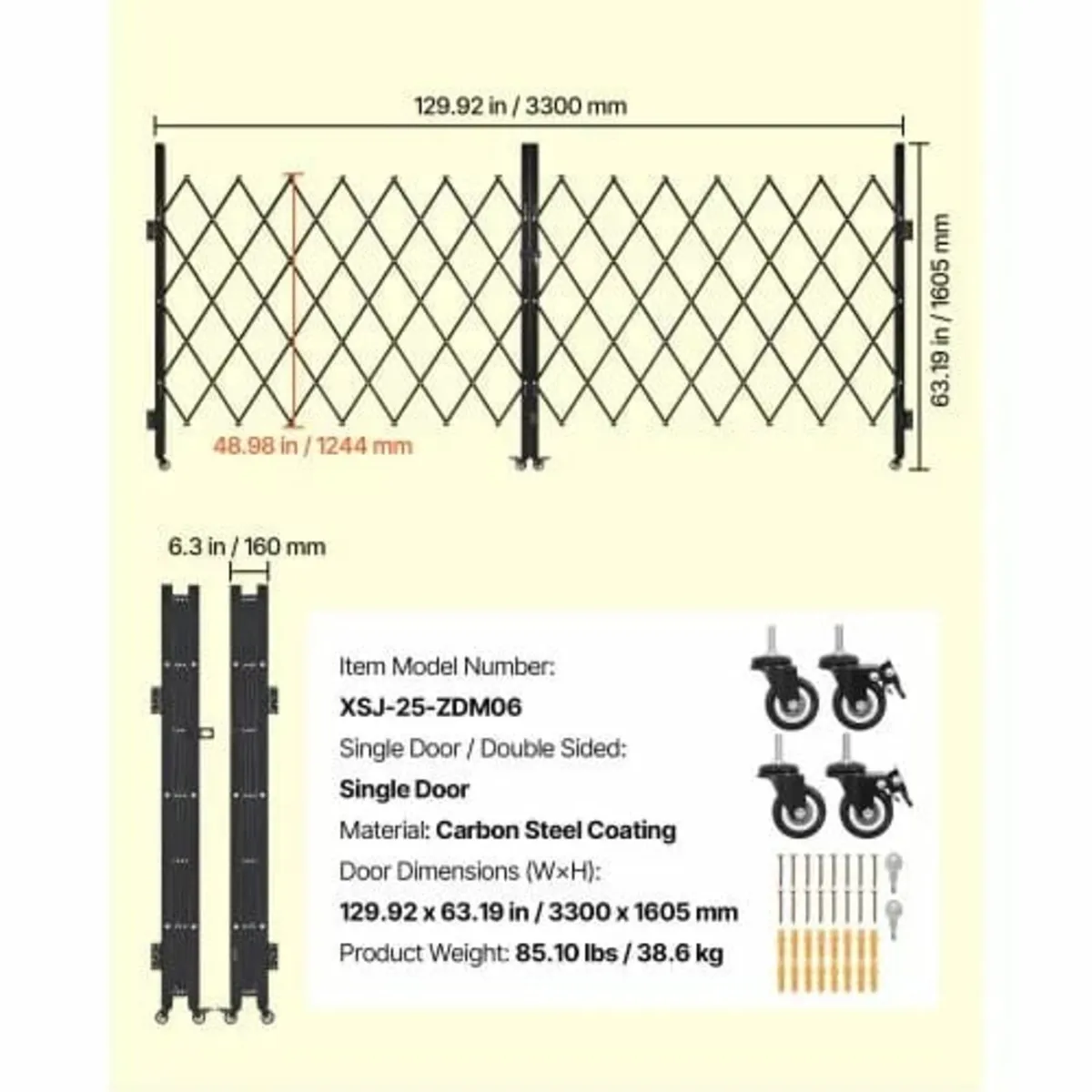 Double Folding Security Gate, Lockable Scissor Gat - Image 2