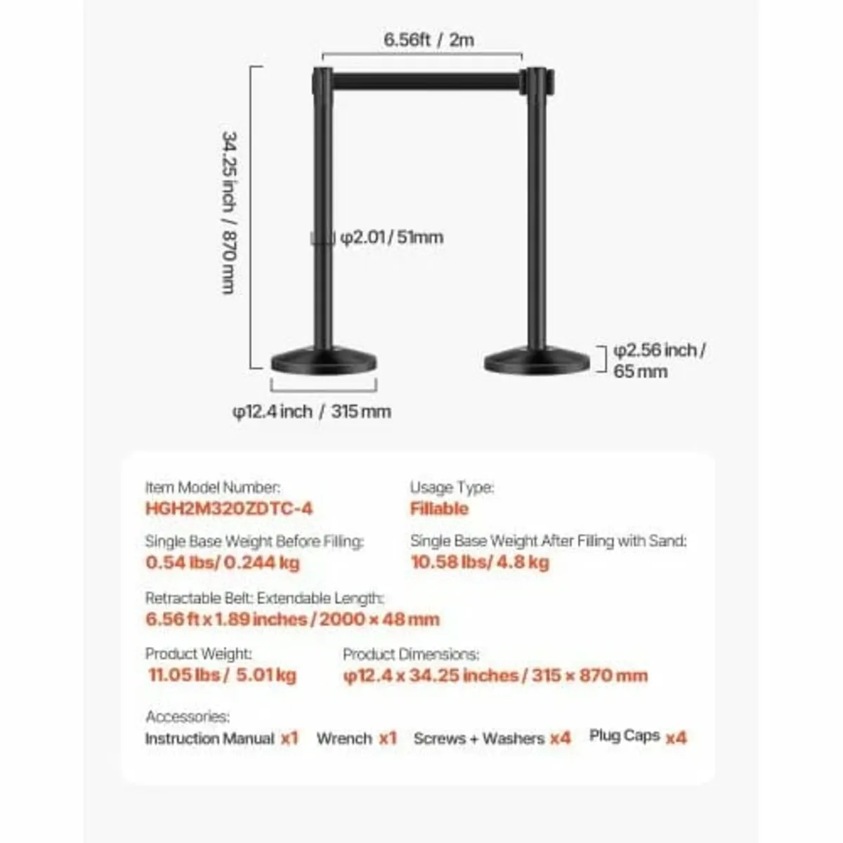 Stanchion Post, 4 Pcs Crowd Control Barrier with 4 - Image 2