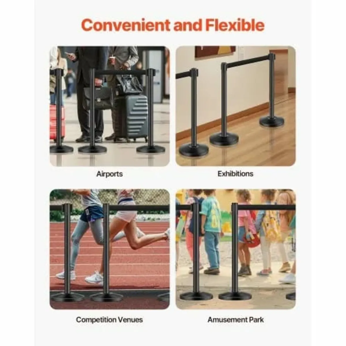 Stanchion Post, 4 Pcs Crowd Control Barrier with 4 - Image 4