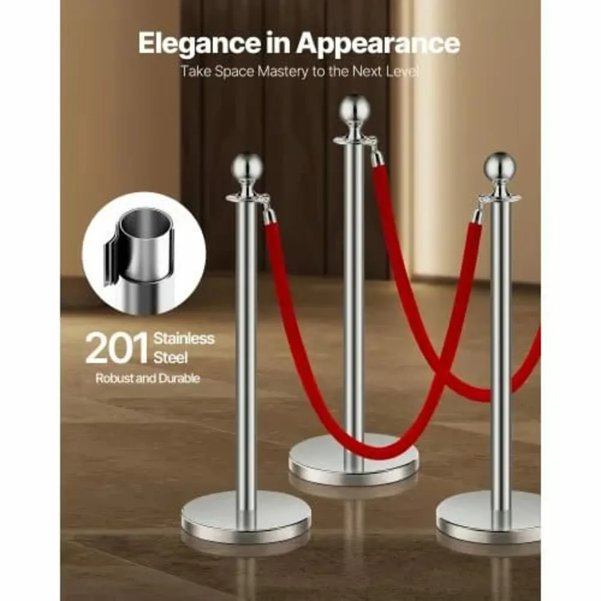 Stanchion Post, 4 Pcs Crowd Control Barrier Set wi - Image 3