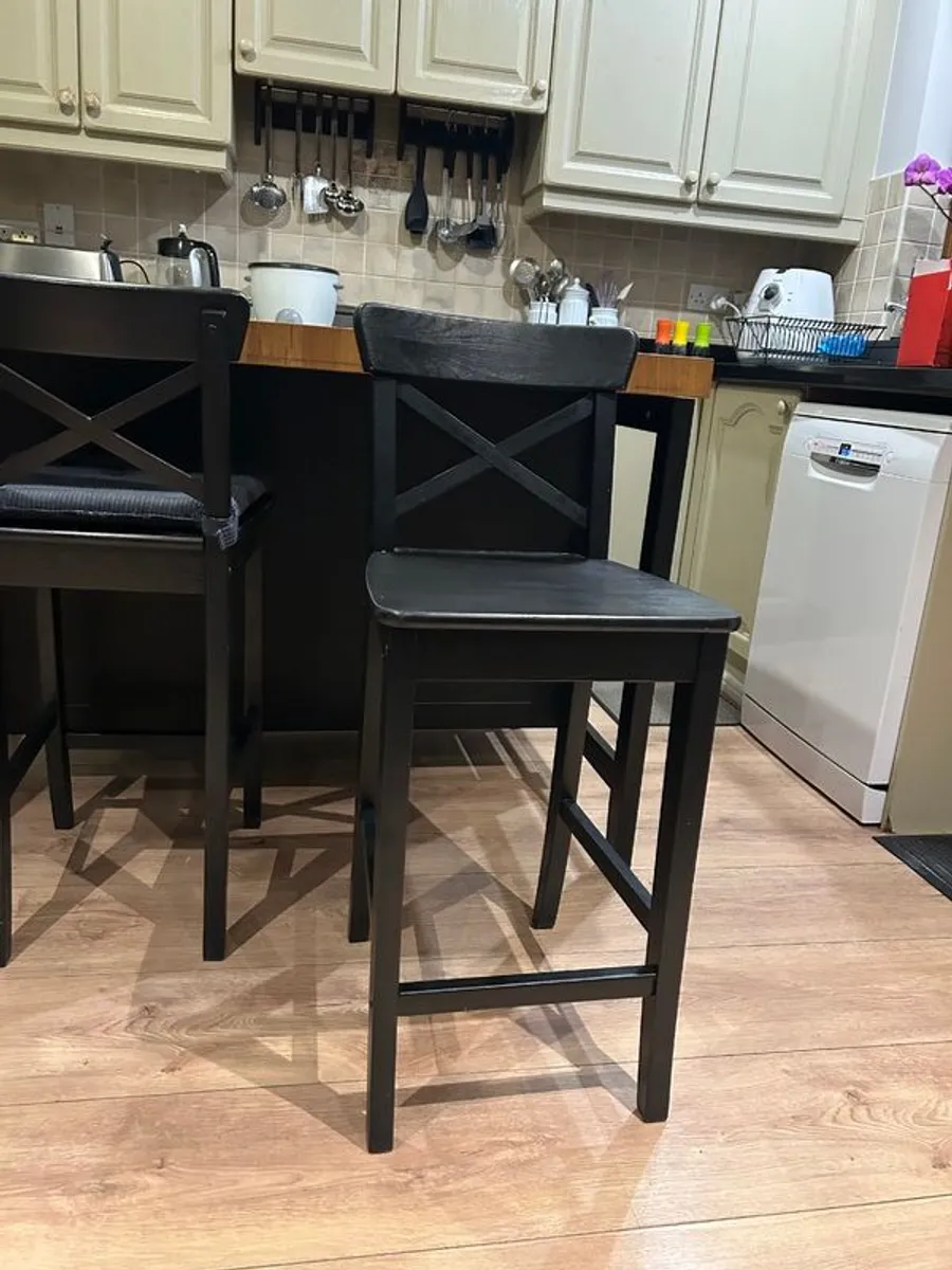 IKEA Kitchen Island and  two Bar Stools - Image 1
