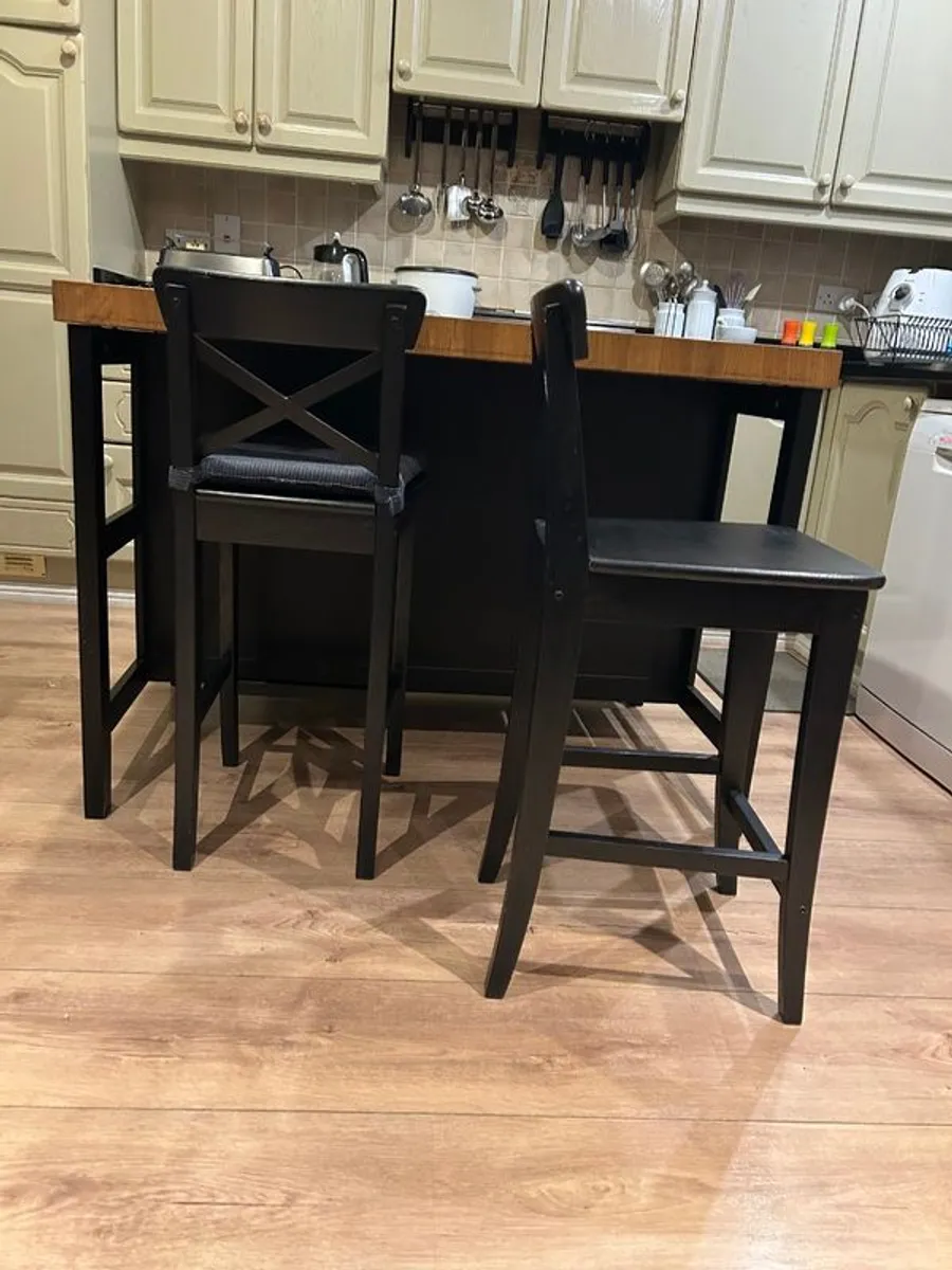 IKEA Kitchen Island and  two Bar Stools - Image 2