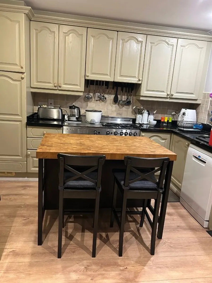 IKEA Kitchen Island and  two Bar Stools - Image 3