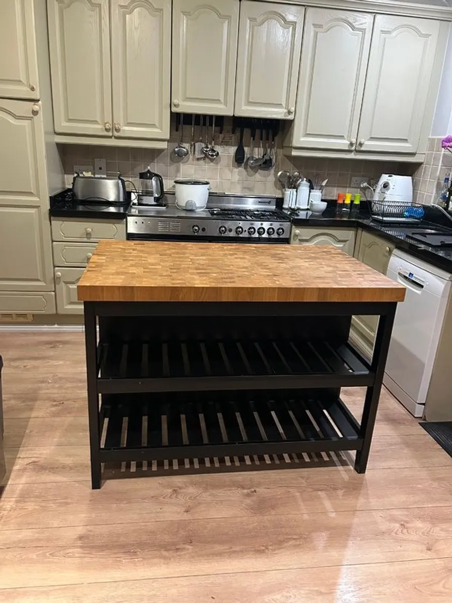 IKEA Kitchen Island and  two Bar Stools - Image 4