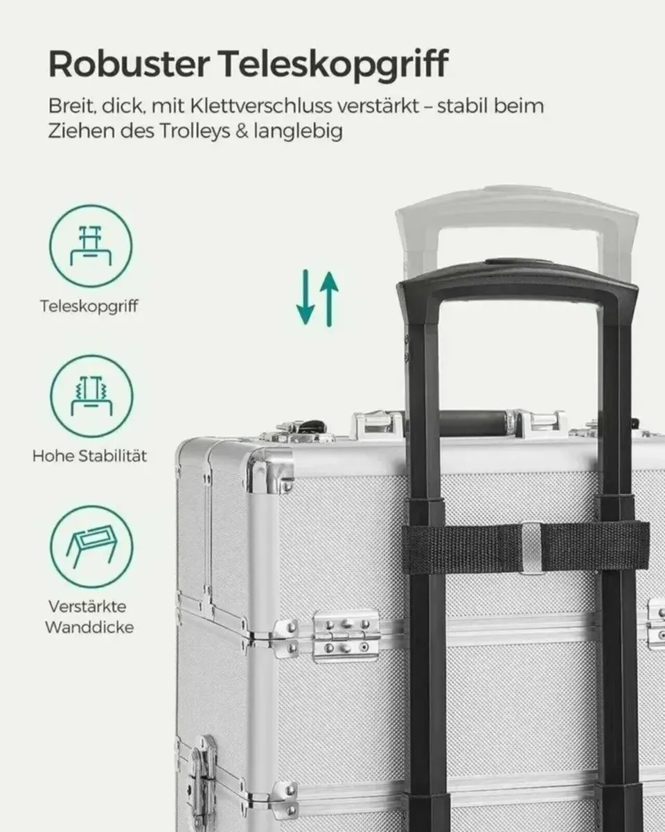 Makeup Trolley Case 4-in-1 Aluminium Travel Box - Image 2