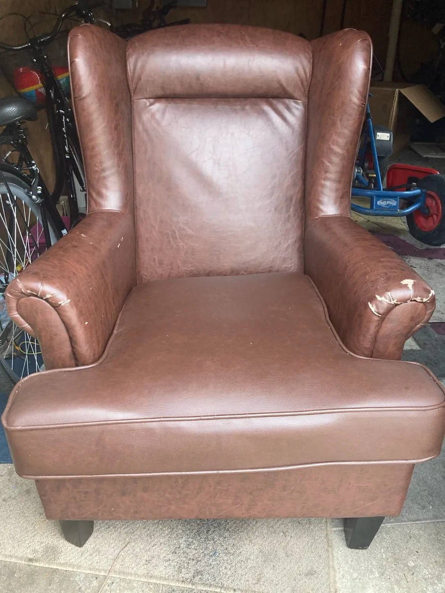 Two leatherette arm chairs - Image 1