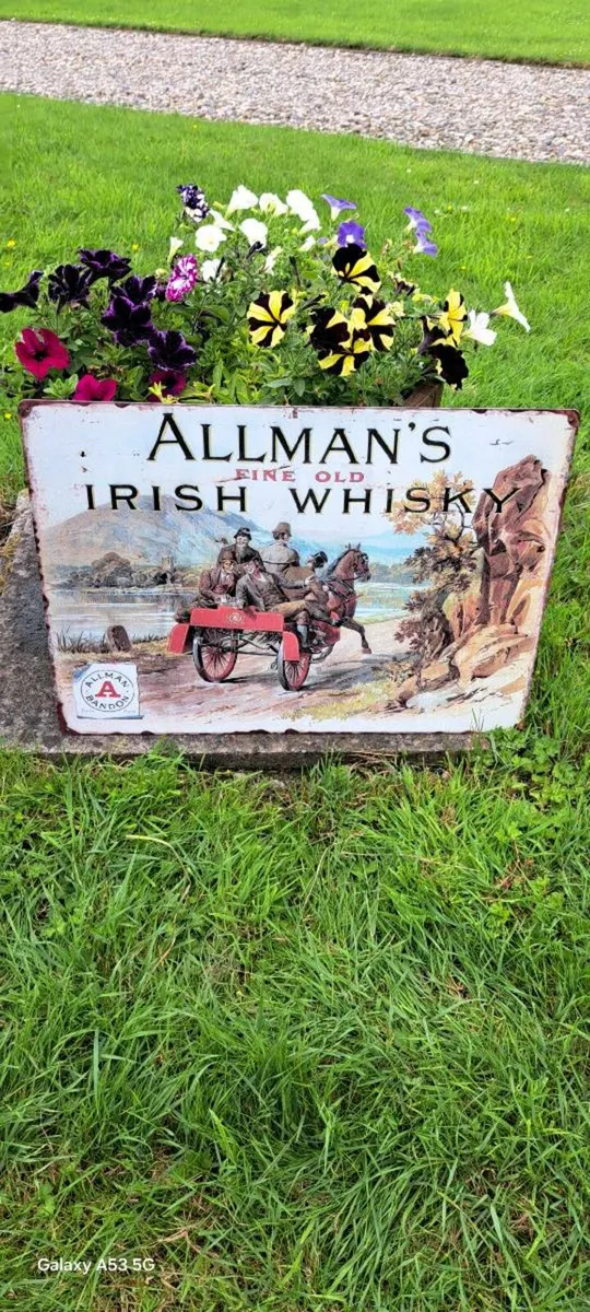 Large  allmans whiskey metal sign