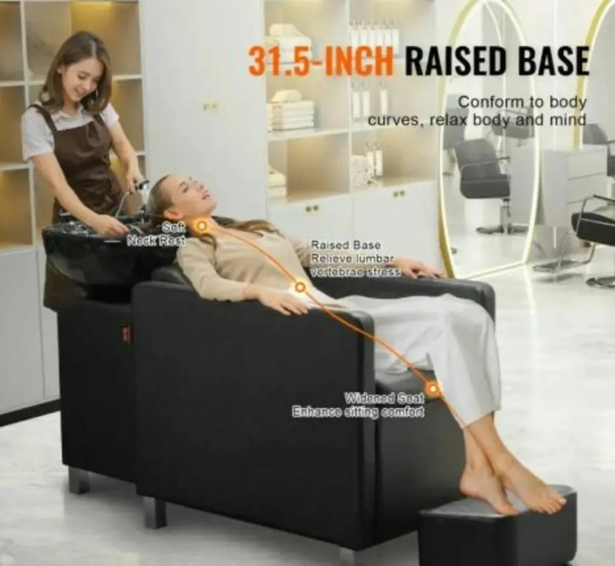 Salon Spa Backwash Chair – Durable with Footrest - Image 1