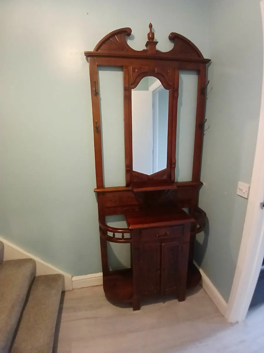 Coffe table and coat rack with hooks and mirror - Image 1