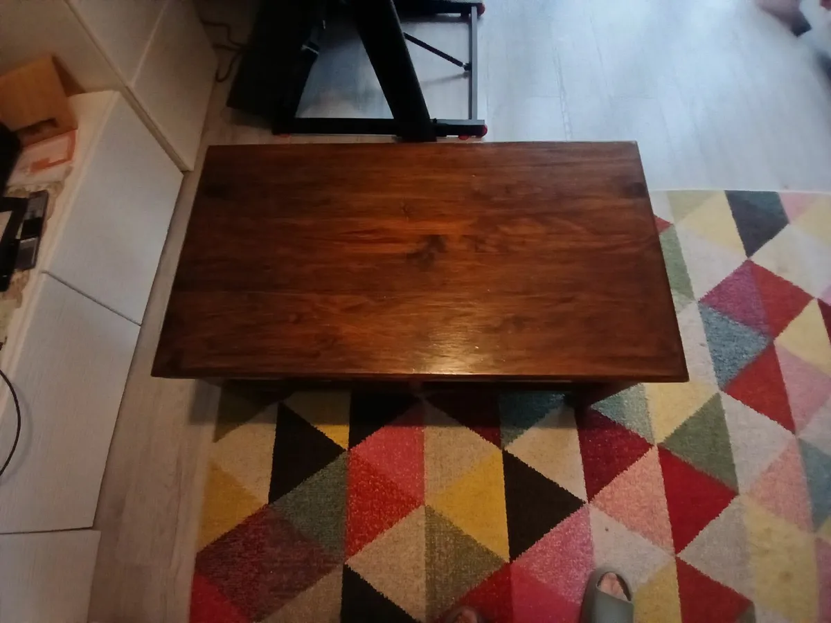 Coffe table and coat rack with hooks and mirror - Image 2