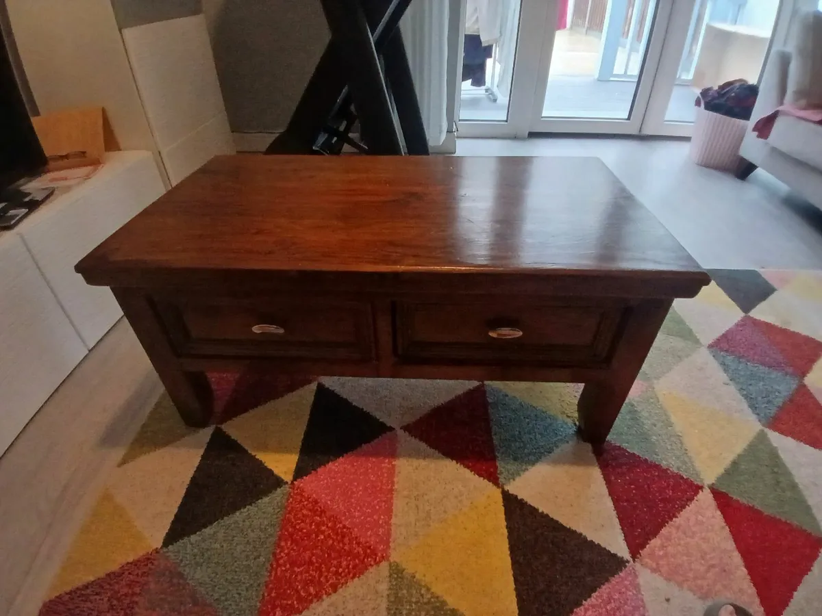Coffe table and coat rack with hooks and mirror - Image 3