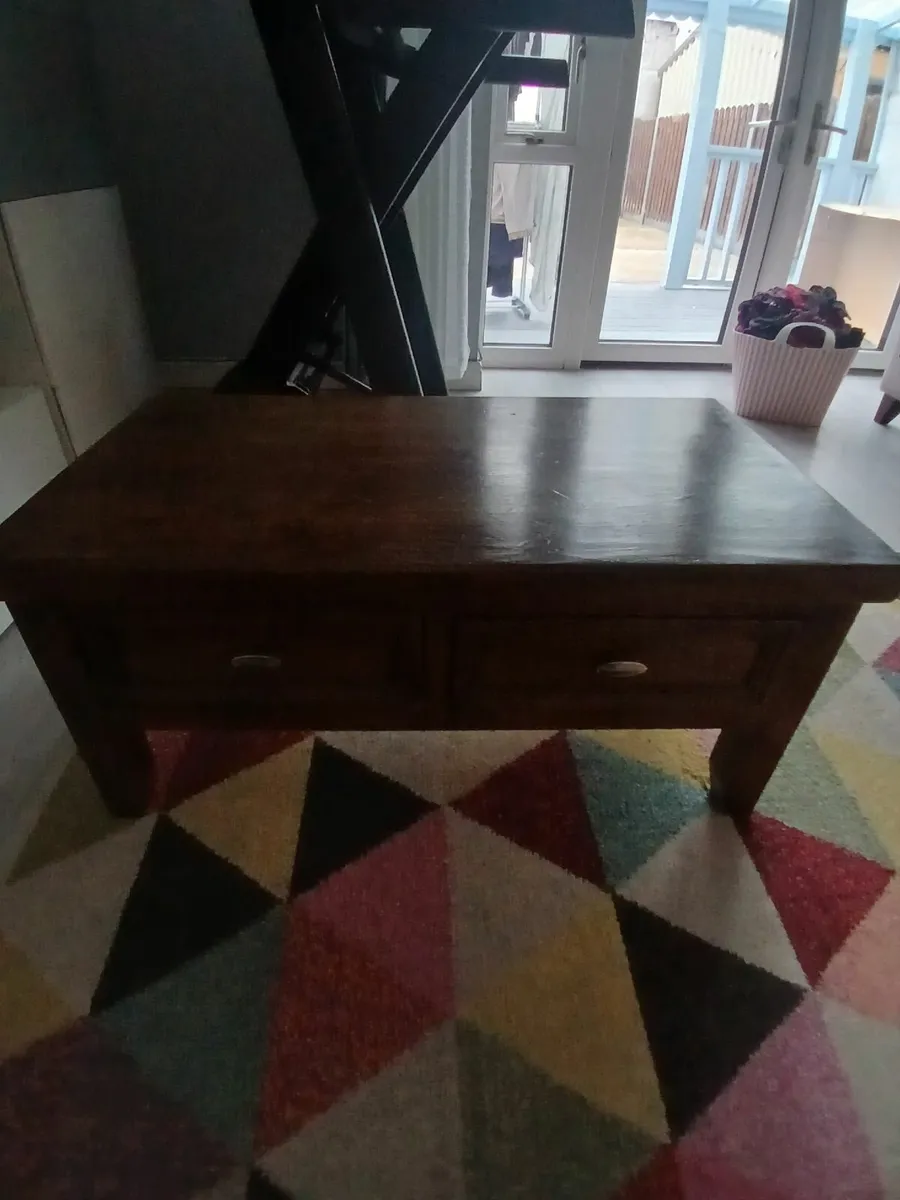 Coffe table and coat rack with hooks and mirror - Image 4