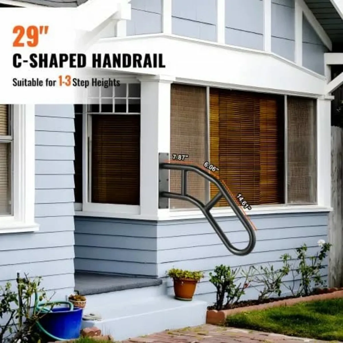 Handrails for Outdoor Steps, 29" Length Wall Mount - Image 2