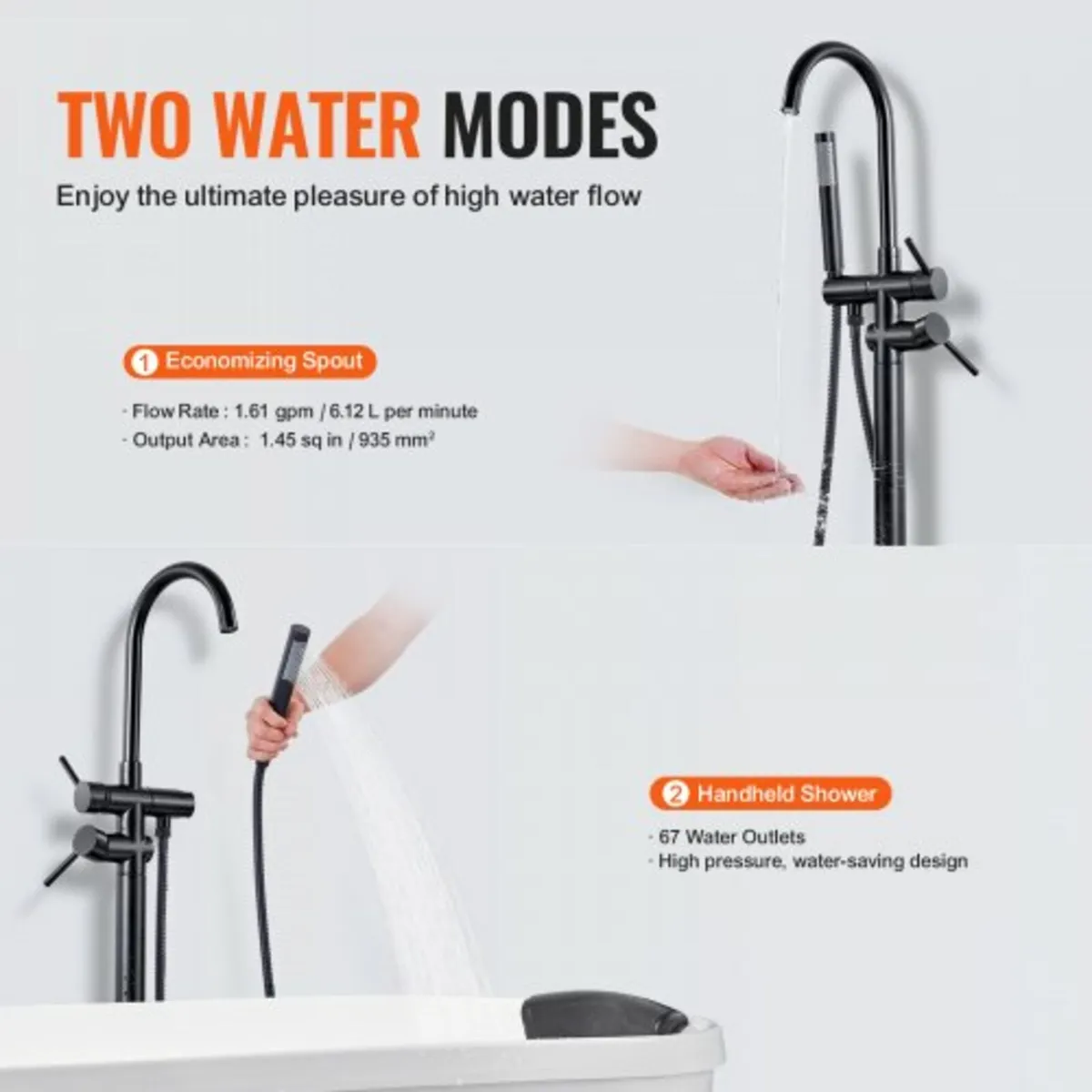 Freestanding Bathtub Faucet, Floor Mount, Freestan - Image 2