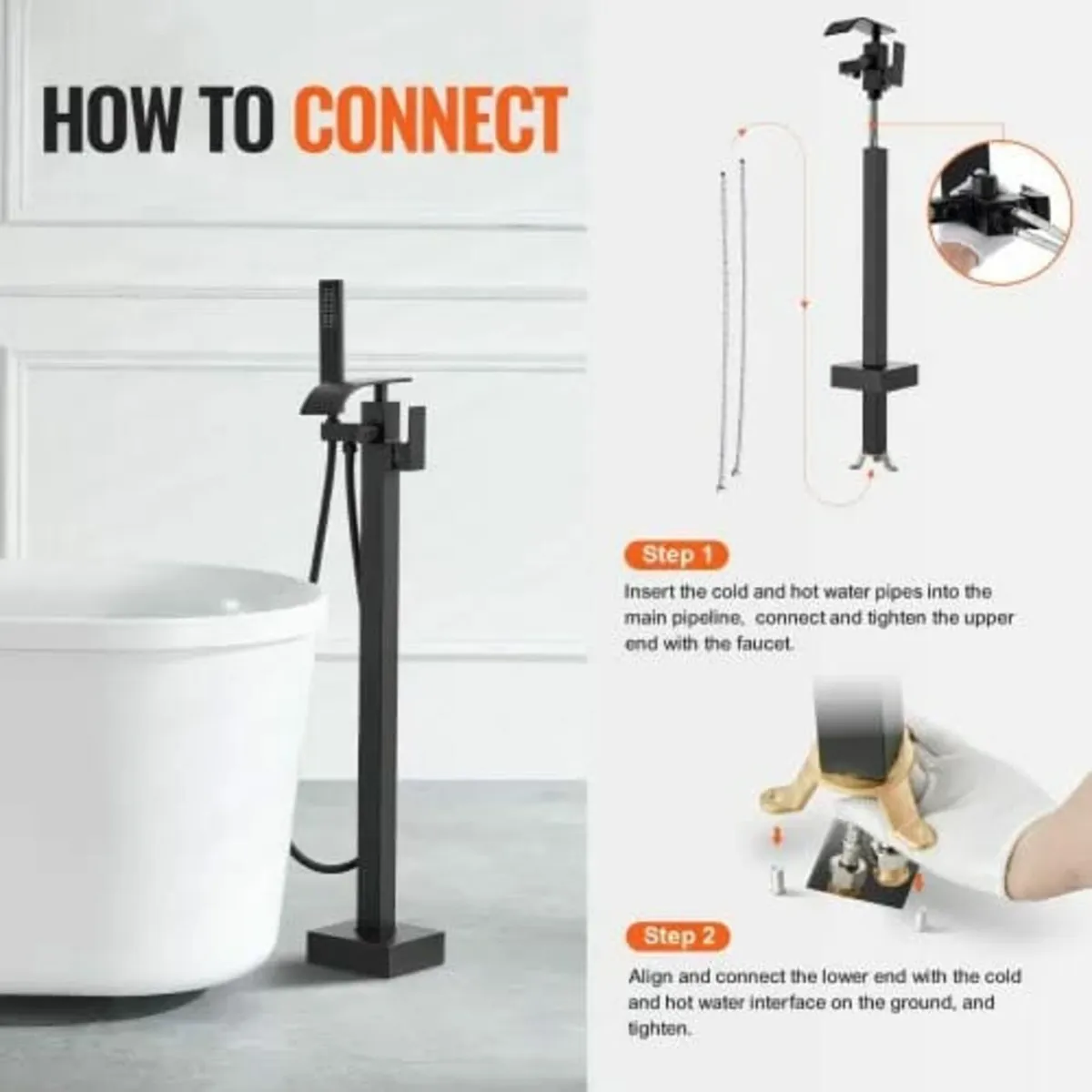 Floor Mount, Freestanding Tub Filler, Shower Mixer - Image 3