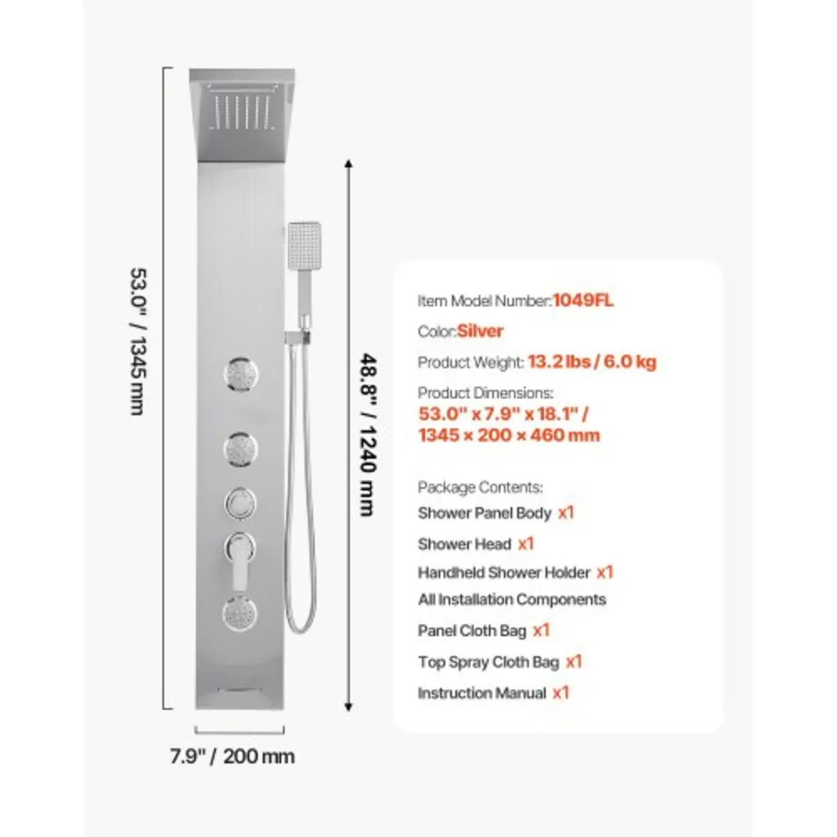 Shower Panel Tower System with Rainfall Waterfall - Image 3