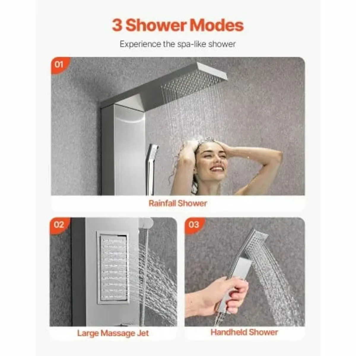 Tower System with Rainfall Shower Head, 53 in Brus - Image 4