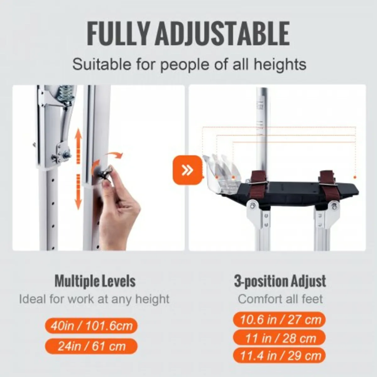 Drywall Stilts, 61 cm-102 cm Adjustable Aluminum T - Image 3
