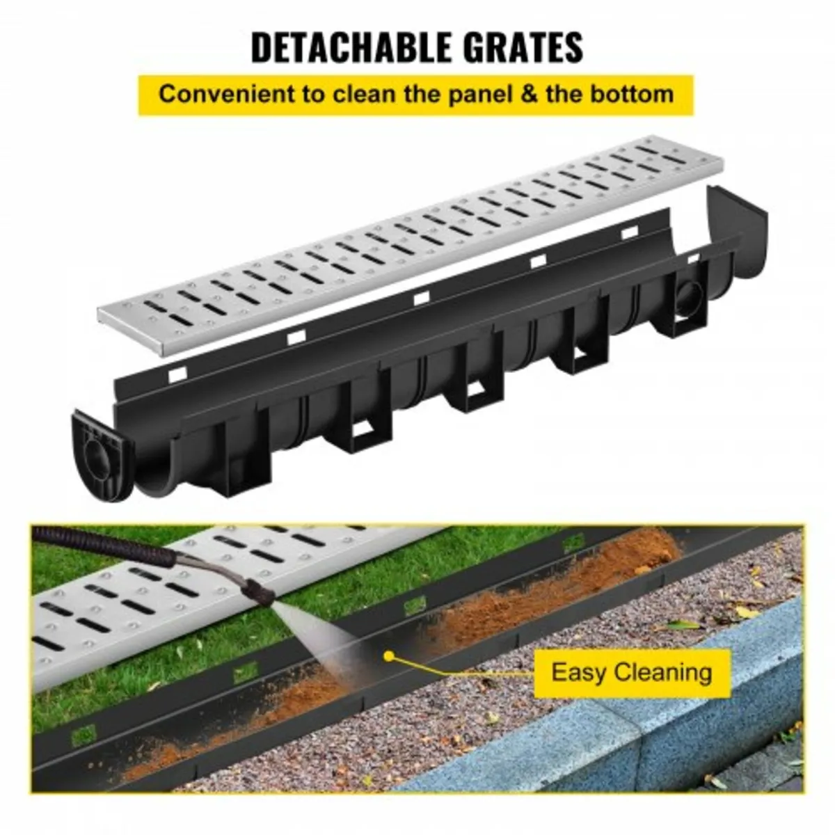 Trench Drain System, Channel Drain with Metal Grat - Image 2