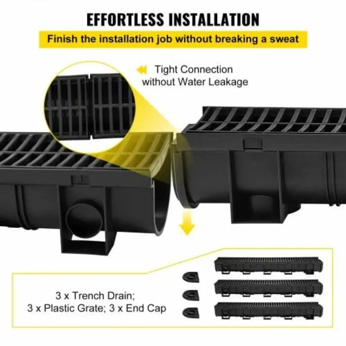 Drainage Trench Driveway Channel Drain Kit Plastic - Image 3