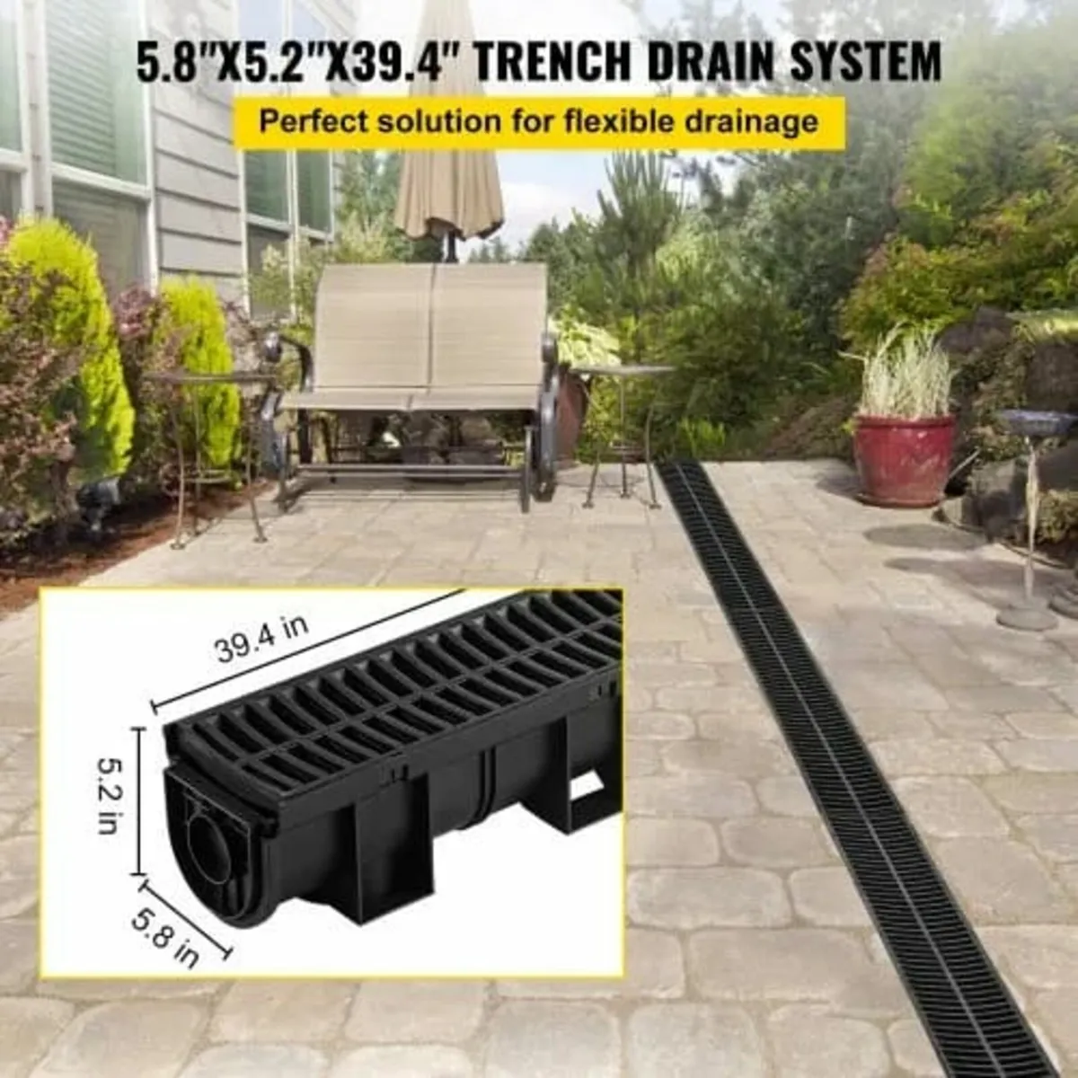 Drainage Trench Driveway Channel Drain Kit Plastic - Image 4